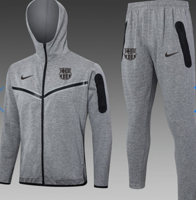 Tuta Con Cappuccio FC Barcellona Grigia